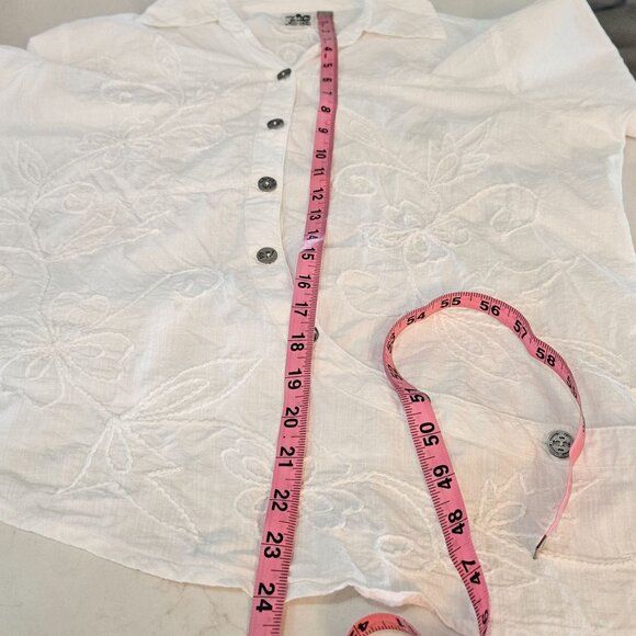 Parsley & Sage Shirt Large White Embroidered Button-Up Indie Asymmetrical Boho - Picture 8 of 8